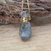 Faceted Natural Stone Crystal Vial Pendant Necklace Crystal Perfume Bottle Charms Chains Jewelry,Labradorite view 1