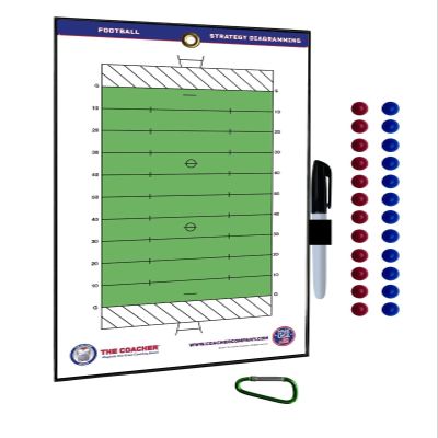 The Coacher Premium Dry Erase Magnetic Football Coaches Clipboard - Made in The USA - Coaching Board - Large Double Sided - Basketball Training Aids Equipment Gear (24 Ceramic Player Magnets)