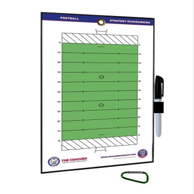 The Coacher Premium Dry Erase Magnetic Football Coaches Clipboard - Made in The USA - Coaching Board - Large Double Sided - Football Training Aids Equipment Gear (No Magnets)