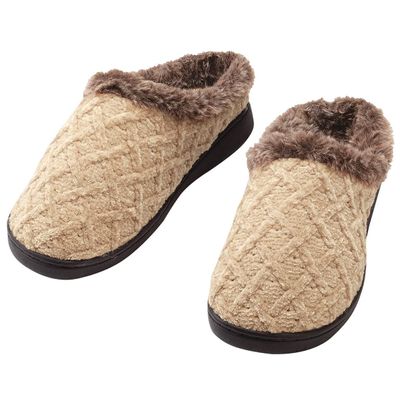 Fox Valley Traders Silver StepsTM Clog Slippers with Faux Fur Lining, Polyester - Natural, Large