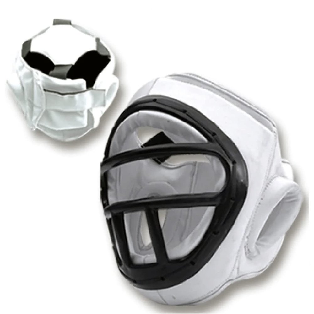 PFG Essential Caged Headgear for Boxing MMA Muay Thai Karate Training Kids Adults (White, CH)