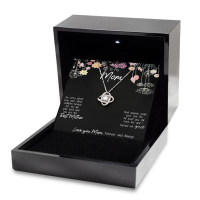 Love Knot Silver Necklace Luxury Box Love Knot, Silver Pendant, for Mother, Mom Jewelry Gift, Necklace for Mom, from Son, or Daughter, Mother in Law