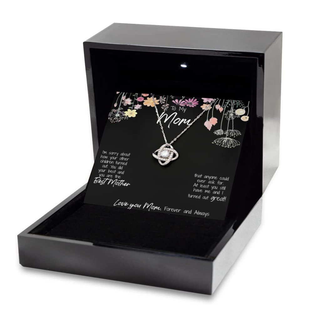 Love Knot Silver Necklace Luxury Box Love Knot, Silver Pendant, for Mother, Mom Jewelry Gift, Necklace for Mom, from Son, or Daughter, Mother in Law