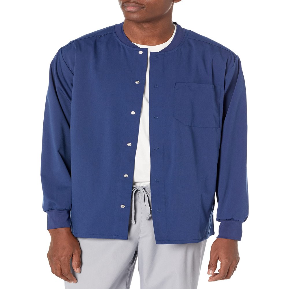 Wonderwink WonderWink PRO Men's Snap Front Warm-up Jacket, Navy, XL