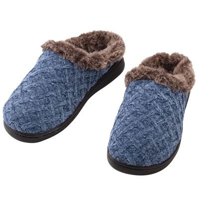 Fox Valley Traders Silver StepsTM Clog Slippers with Faux Fur Lining, Polyester - Blue, X-Large