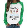 Dear Santa Just Bring Wine Shirts Womens Christmas Graphic T-Shirt O-Neck Sweatshirt Patchwork Blouse 2025 Xmas Tops view 1