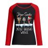 Dear Santa Just Bring Wine Shirts Womens Christmas Graphic T-Shirt O-Neck Sweatshirt Patchwork Blouse 2025 Xmas Tops view 4