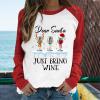 Dear Santa Just Bring Wine Shirts Womens Christmas Graphic T-Shirt O-Neck Sweatshirt Patchwork Blouse 2025 Xmas Tops view 2