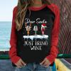 Dear Santa Just Bring Wine Shirts Womens Christmas Graphic T-Shirt O-Neck Sweatshirt Patchwork Blouse 2025 Xmas Tops view 2