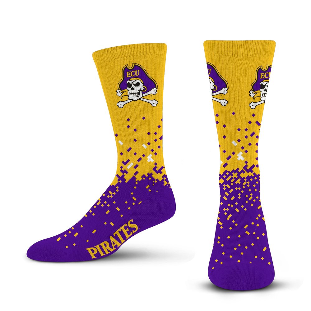 For Bare Feet NCAA EAST CAROLINA PIRATES Spray Zone Crew Sock Team Color Large