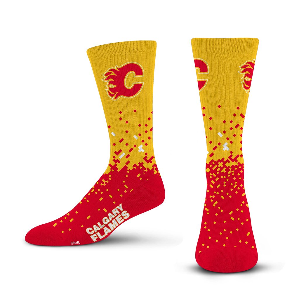 For Bare Feet NHL CALGARY FLAMES Spray Zone Crew Sock Team Color Large