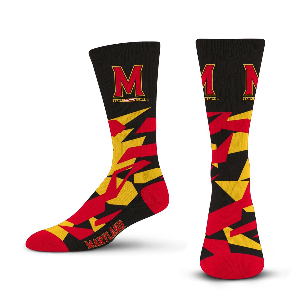 For Bare Feet NCAA MARYLAND TERRAPINS Shattered Camo Crew Sock Team Color Large
