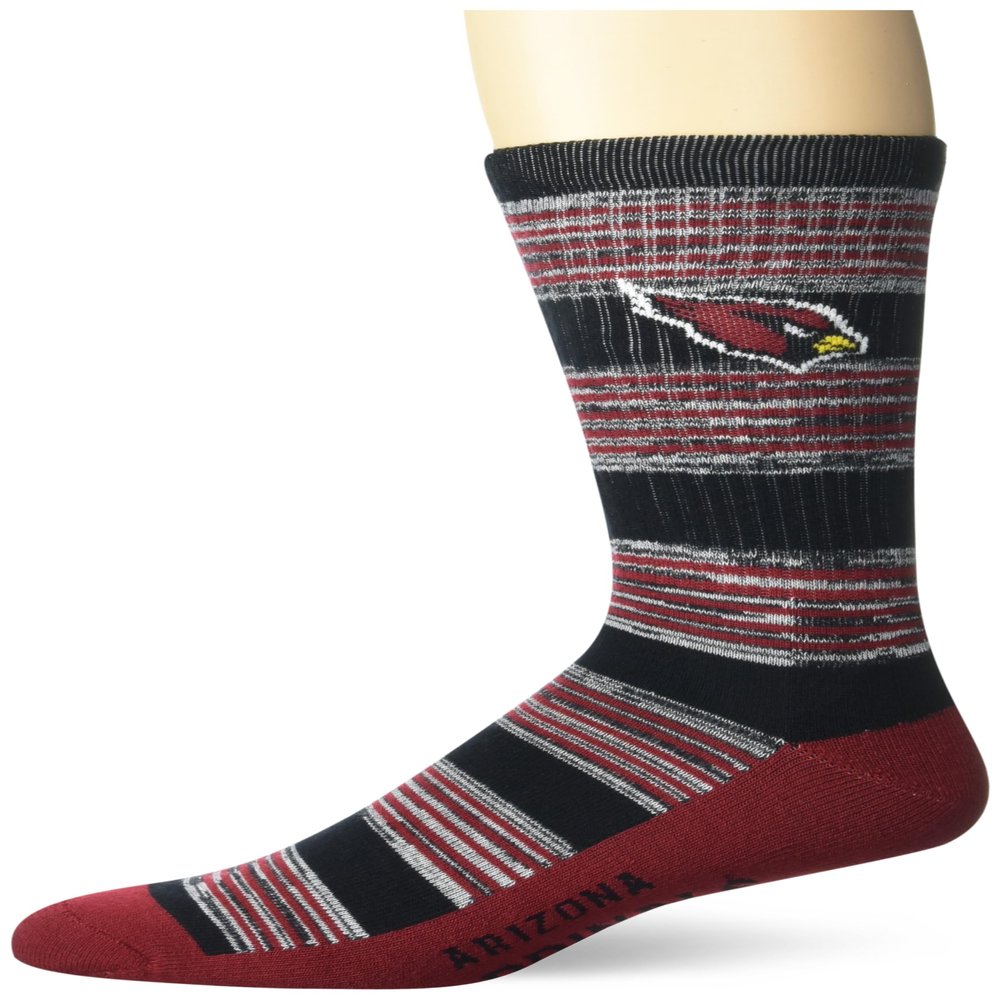 For Bare Feet NFL ARIZONA CARDINALS RMC Multi Stripe Crew Sock Team Color Large