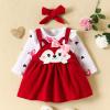 Infant Toddler Girls Long Sleeve Cartoon Print Romper Bodysuits Suspenders Skirts New Born Clothes for (RD1, 0-3 Months) view 2
