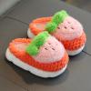 Warm Shoes Girls Toddler Cotton Slippers Girls Winter Home Indoor Warm Fruit Strawberry Hair (Red, 3.5 Years Toddler) view 3