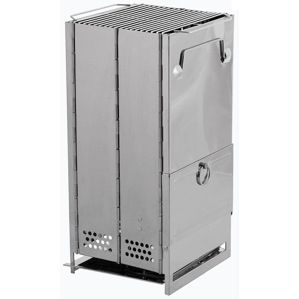 Rocket Stove Camping Stove with Grate Foldable Stainless Steel Approx. 43 x 20 x 20 cm