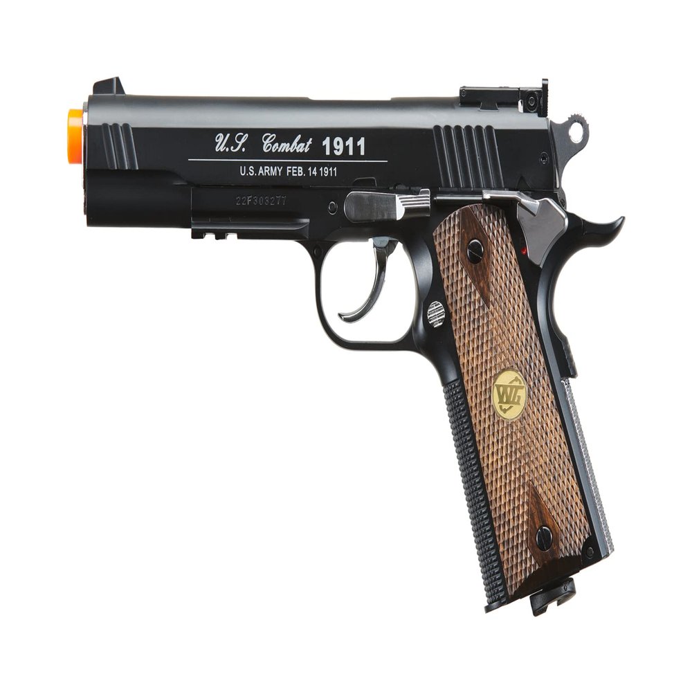 WG 500 FPS Steel 1911 Gas CO2 Non-Blowback M15 Airsoft Hand Gun Pistol w/Accessory Rail 6mm BB