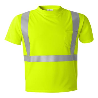 APPAREL GLOBE Reflective Microfiber T-Shirt, Lime, XX-Large
