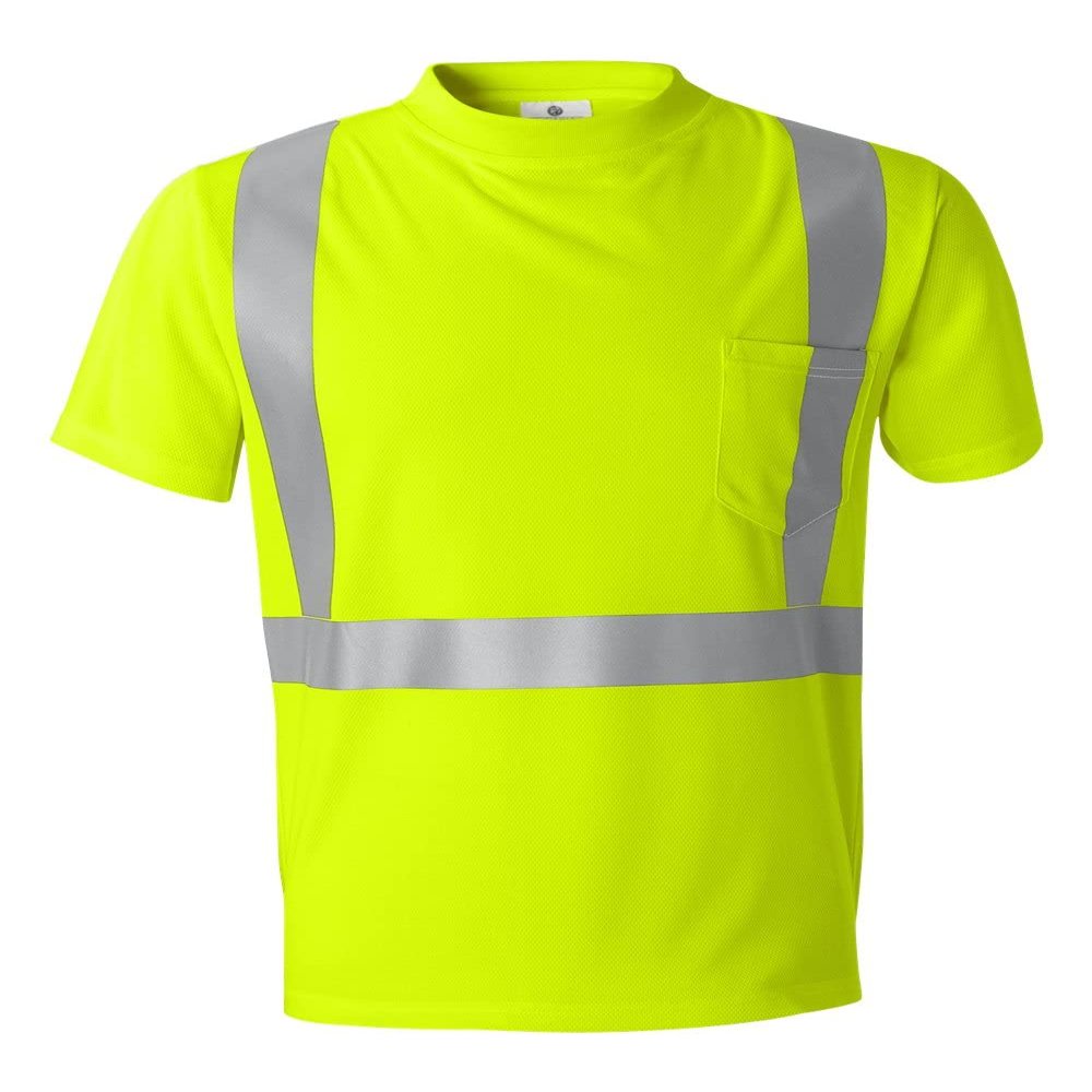 APPAREL GLOBE Reflective Microfiber T-Shirt, Lime, XX-Large