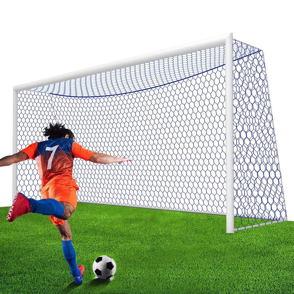 XXXYYY Soccer Goal Net Replacement 24x8FT, Professional On-Court Quality [8.4 LBS, 4mm Nylon], Upgraded Weather Resistance, Better Break Strength, Higher Abrasion Resistance- Blue (Net Only)