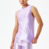 Men Plus Size Purple Tank Top Scoop Neck Mesh Vest Solid Sleeveless T Shirts XXL view 2