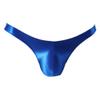 Men Royal Blue Ice Silk Thong T-Back G-String Low Rise Bikini Briefs Underwear L view 1