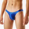 Men Royal Blue Ice Silk Thong T-Back G-String Low Rise Bikini Briefs Underwear L view 3