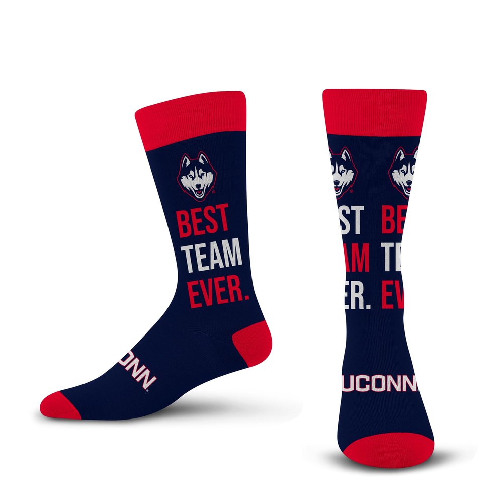 For Bare Feet NCAA UCONN HUSKIES Best Team Ever Crew Sock Team Color OSFM