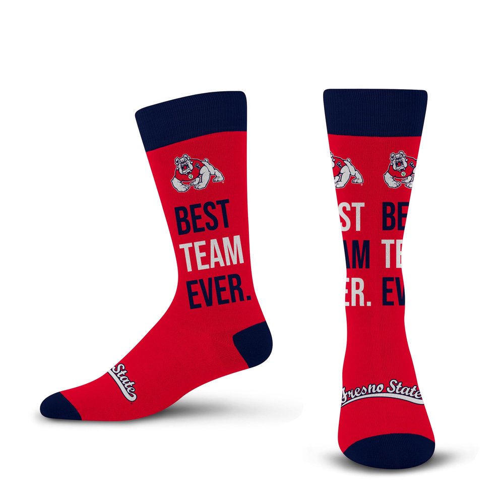 For Bare Feet NCAA FRESNO STATE BULLDOGS Best Team Ever Crew Sock Team Color OSFM
