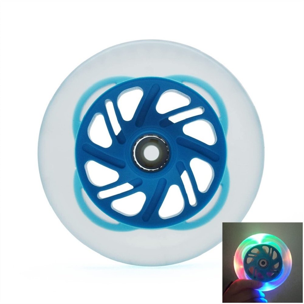 TRENDYBOY 125mm Colorful Light Skating Wheel for Speed Marathon Skating 125 Scooter Wheels Beads Colourful Flash Shine (Color : Blue Colorful Light)