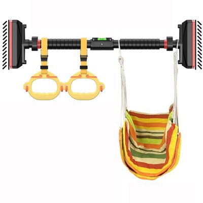 BCPPO Chin Up Bar Adult Kids Pull Up Bar, No Screw Door Frame Corridor Fitness Horizontal Bar, with Gymnastics Rings and Hammocks, Load 250kg (Size : 104-142CM)