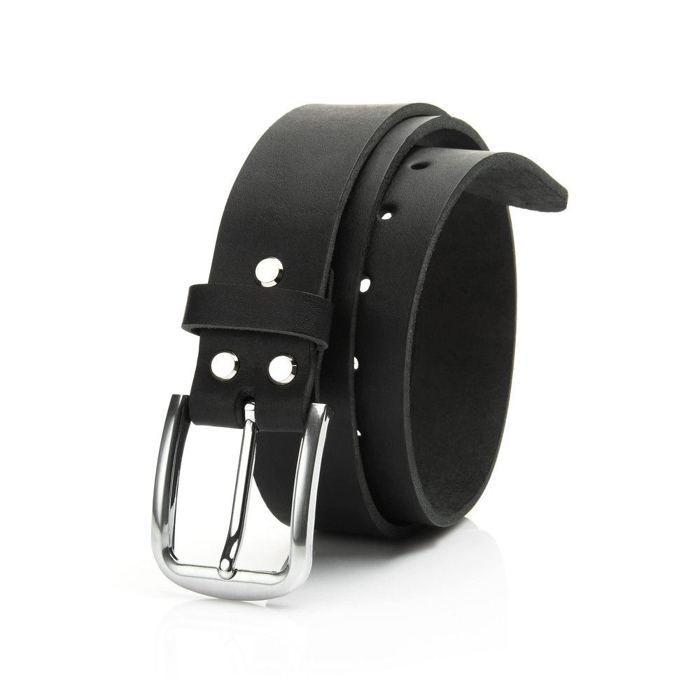 1.5 inch Men's Cowhide Genuine Leather Belt 38mm Classic (Black, 40 inch (Waist 40))