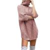 Womens Turtleneck Long Batwing Sleeve Casual Pullover Sweater Knit Tops Women Petite Sweaters Pink view 1