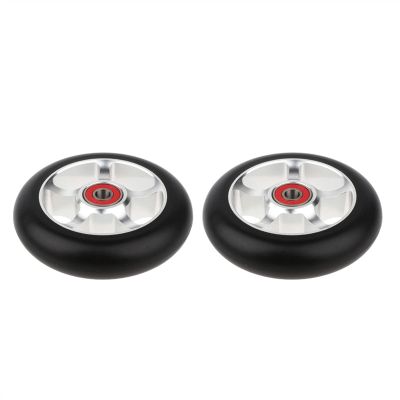 TRENDYBOY 2pcs Replacement 100mm Push/Kick/Stunt Scooter Wheels with Bearings & Bushings Professional Stunt Scooter Wheels Replacements (Color : Silver)