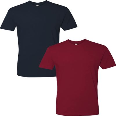 Next Level Mens Premium Fitted Short-Sleeve Crew Midnight-Cardinal(2Pack) Small