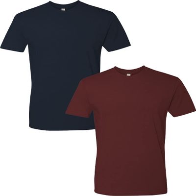 Next Level Apparel Mens Premium Fitted Short-Sleeve Crew Midnight-Maroon(2Pack) Large
