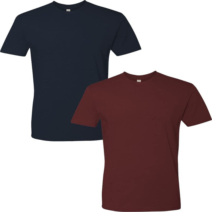 Next Level Apparel Mens Premium Fitted Short-Sleeve Crew Midnight-Maroon(2Pack) Large