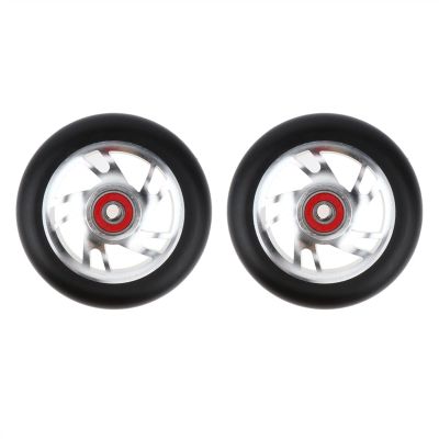 TRENDYBOY 2pcs Replacement 100mm Push/Kick/Stunt Scooter Wheels with Bearings & Bushings (Color : White)