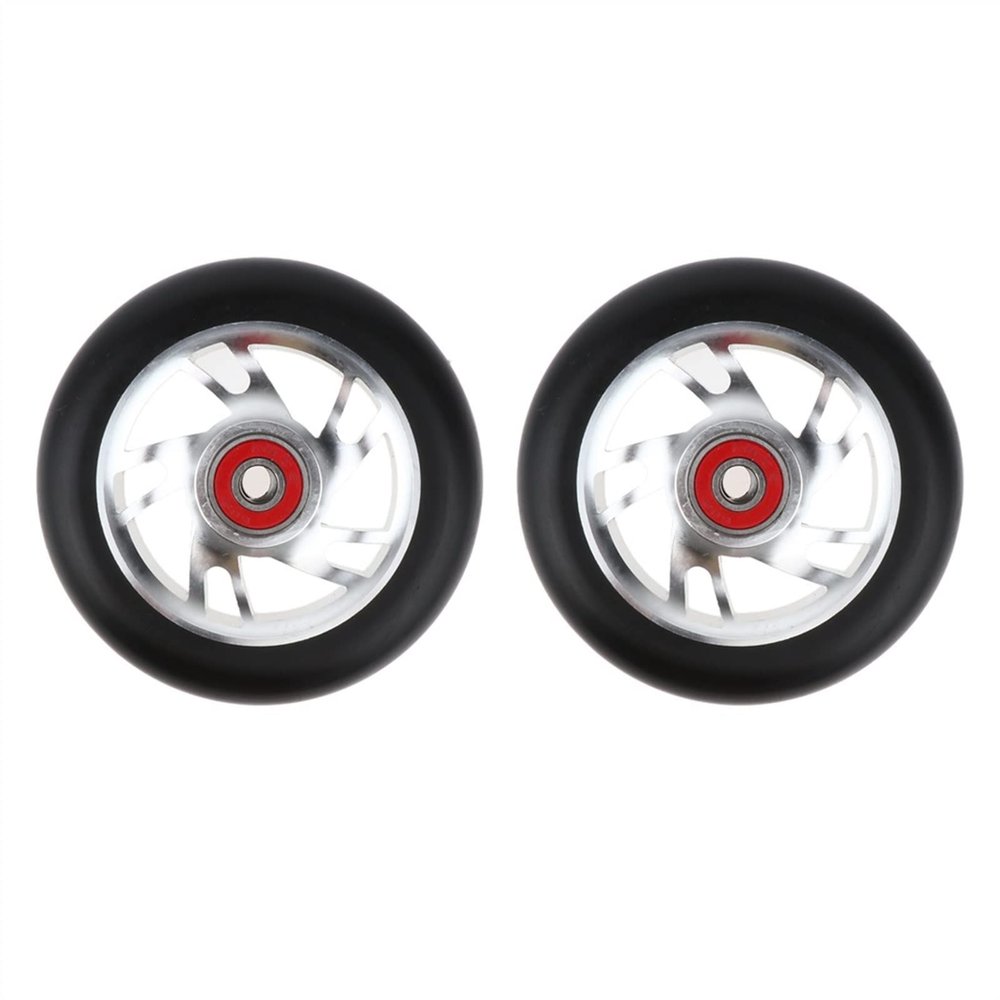 TRENDYBOY 2pcs Replacement 100mm Push/Kick/Stunt Scooter Wheels with Bearings & Bushings (Color : White)