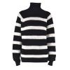 Women Casual Long Sleeve Color Block Stripe Knit Sweater Lightweight Pullover Sweater Top Turtleneck for Women Black view 4