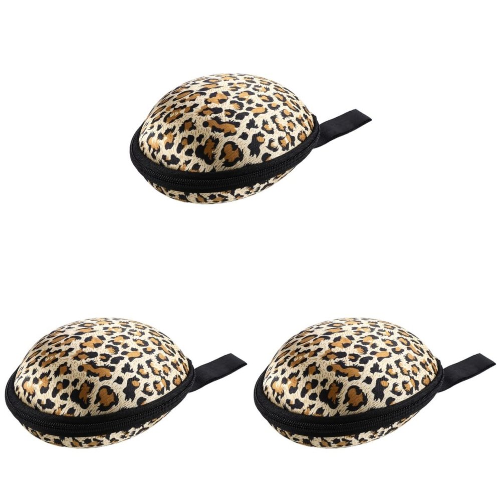 3pcs Invisible Bra Storage Case Silicone Travel Case for Women Bra Bag Zipper Small Leopard Print