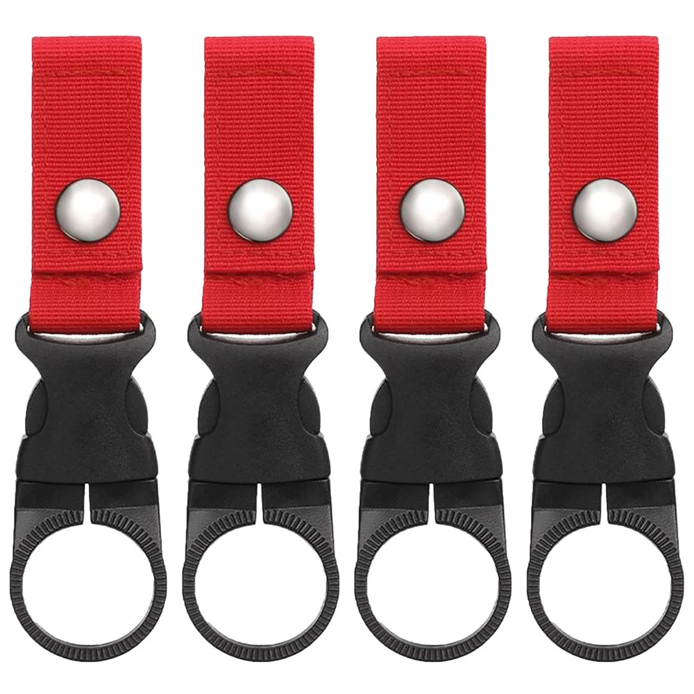 4 Pack Fall Red Clip-on Water Bottle Holder for Hiking (4 Pack - Fall RED)