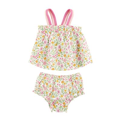 Mud Pie Unisex Kids Casual Floral Pinafore Set, Floral, 6M US