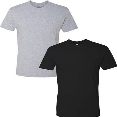 Next Level Mens Premium Fitted Short-Sleeve CrewDark Grey-Black (2-Pack) Large