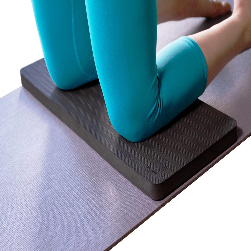 SukhaMat Firm Support Yoga Exercise Knee Pad - Extra-Firm Cushioning, 1" Thick TPE, Ideal for Knees/Elbows/Wrists, Pain Relief, Durable Non-Slip Mat for Exercises (Black)