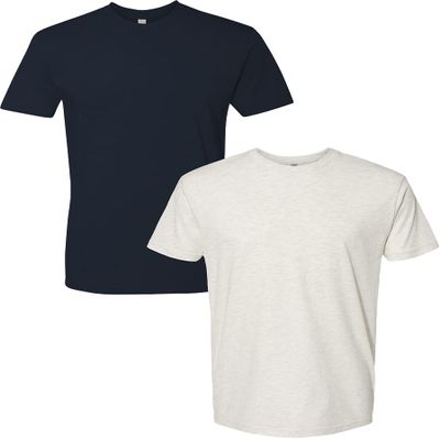 Next Level Mens Premium Fitted Short-Sleeve CrewMidnight-Oatmeal (2-Pack) Large