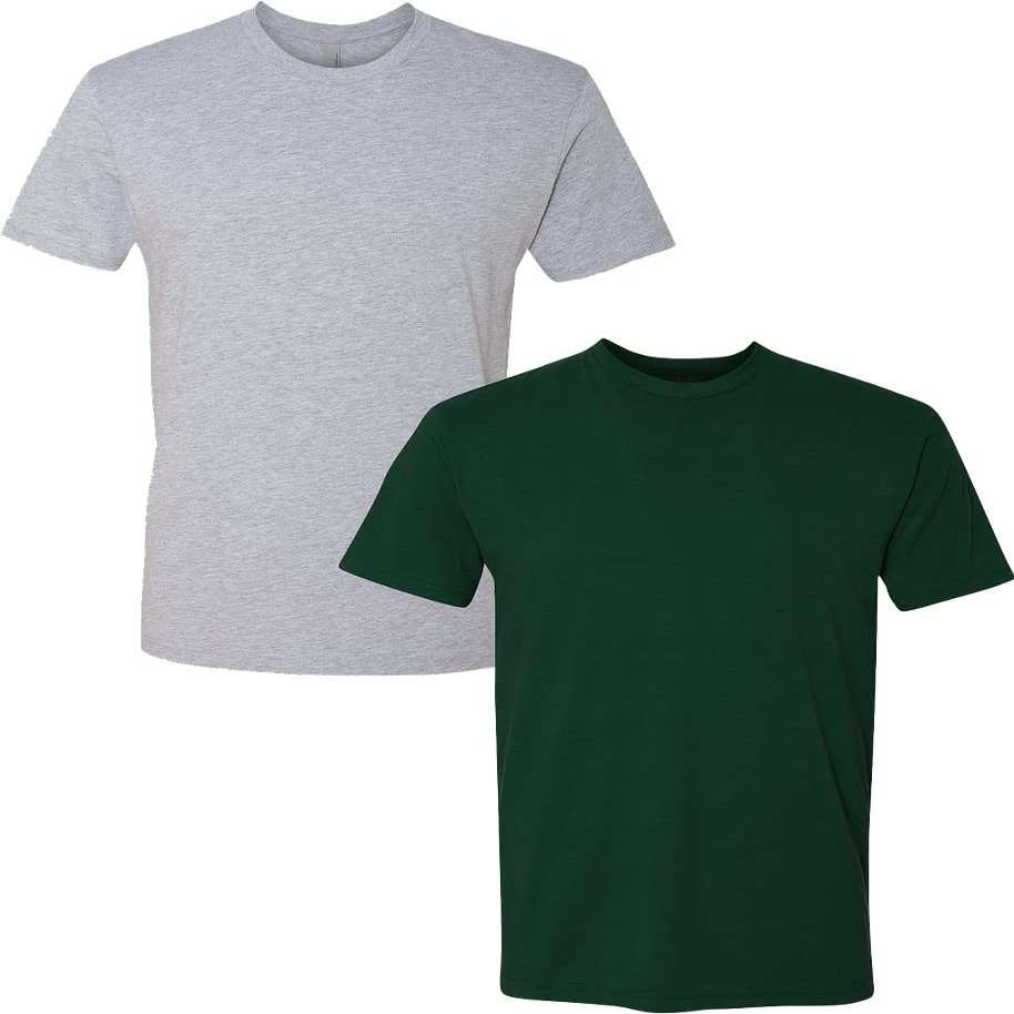 Next Level Mens Premium Fitted Short-Sleeve CrewDark Grey-Forest Green (2-Pack) X-Large