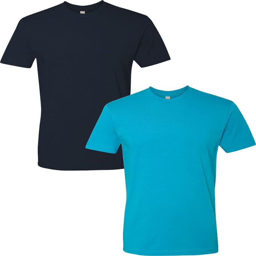 Next Level Mens Premium Fitted Short-Sleeve CrewMidnight-Turquoise (2-Pack) Medium