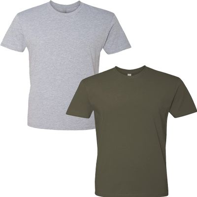 Next Level Mens Premium Fitted Short-Sleeve CrewDark Grey-Military Green (2-Pack) Large