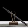 LOONGSWORD Chinese Han Jian  Hand-Forged High Manganese Steel Blade, Black Scabbard with Etched Patterns, Collectible Martial Arts & Decorative Sword, 42.5" Overall view 3